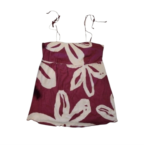 Roxy Tops - Vintage Roxy Hibiscus Red and White Spaghetti Top Size Large Juniors